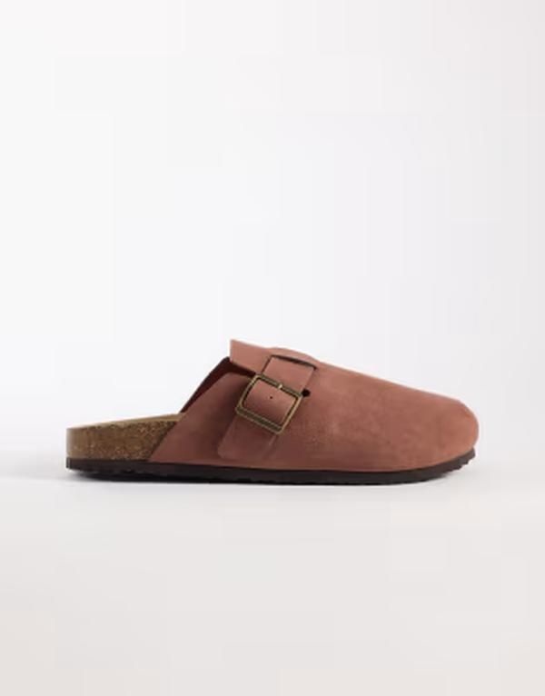 エイソス メンズ シューズ サンダル スエード ASOS DESIGN mule sandals with cork sole in clay bonded suede Teracotta