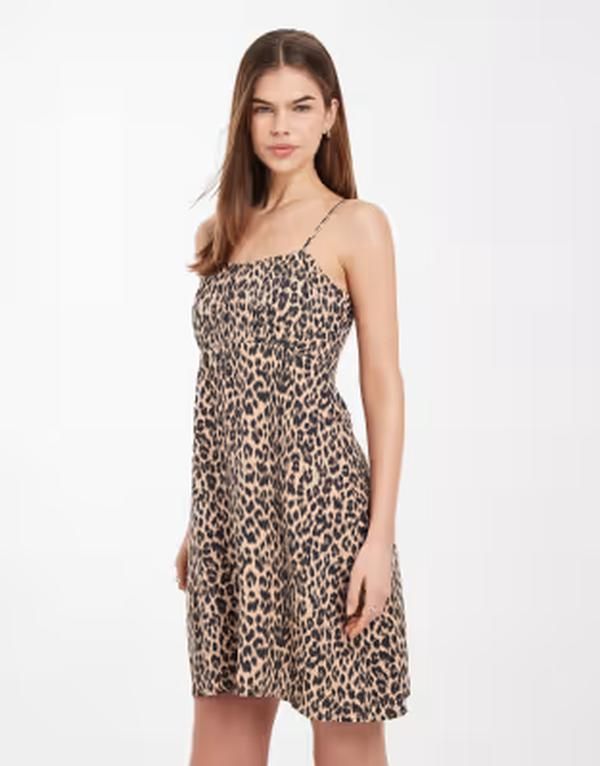 オンリー レディース トップス ワンピース プリント ミニ ONLY camini dress in leopard print Humus アニマル