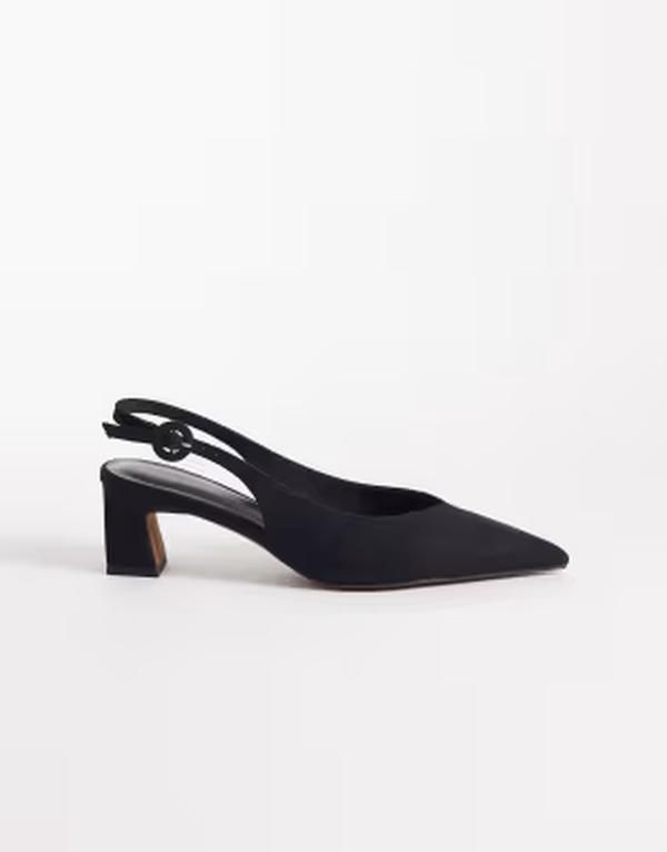 エイソス レディース シューズ ヒール スエード ASOS DESIGN Swift slingback block heeled shoesuedette Black suedette ブラック