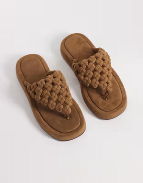 エイソス レディース シューズ サンダル ASOS DESIGN Frederick open weave flatform sandals in sand サンド