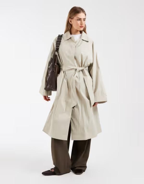 アンドアザーストーリーズ レディース アウター コート コットン マキシ Other Stories cotton maxi car coat with belt BEIGE ベージュ