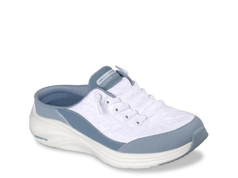 スケッチャーズ レディース シューズ スリッポン・ローファー スニーカー SkechersContour Foam Cozy Fit Sweet Embrace Mule SlipOn Sneaker WhiteBlue ホワイト