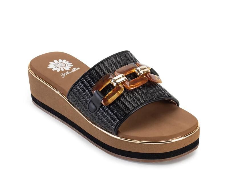イエローボックス レディース シューズ サンダル Yellow BoxGabina Wedge Sandal Black ブラック