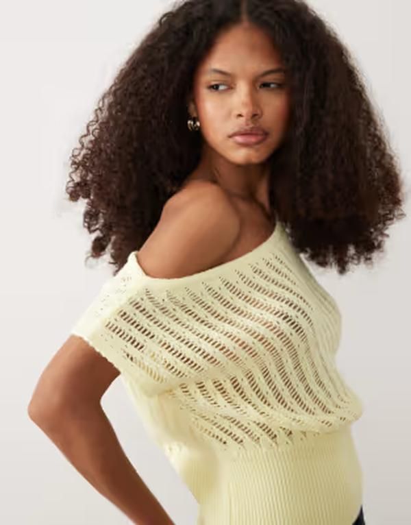 ミスセルフフリッジ レディース トップス シャツ ニット Misselfridge knit off the shoulder top in buttermilk