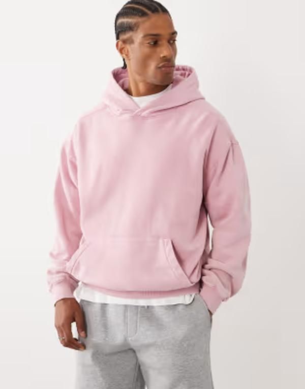 コットンオン メンズ アウター パーカー・スウェット グラフィック Cotton box fit graphic hoodie in chalk pink wash Chalk pink チョーク