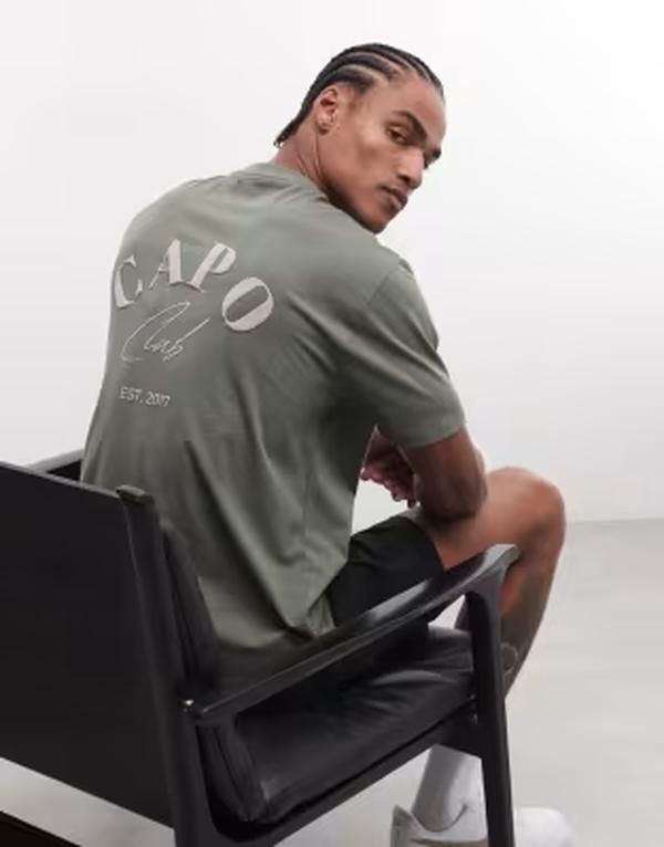 カポ メンズ トップス Tシャツ プリント ロゴ CAPO beach club logo back printshirt GREEN グリーン