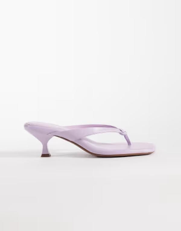 エイソス レディース シューズ サンダル ヒール ASOS DESIGN Havana flip flop kitten heel sandals in lilac ライラック