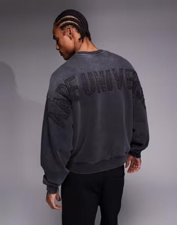 ベイシング エイプ メンズ アウター パーカー・スウェット シャツ ロゴ Aape By A Bathing Ape oversized heavyweight pullover sweatshirt in light gray with back logo