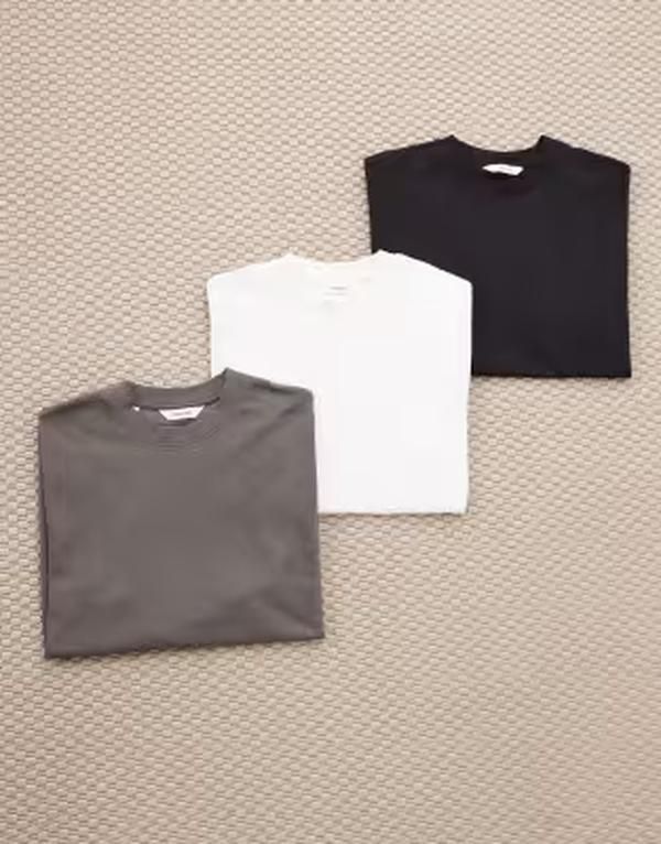 セレクティッド メンズ トップス Tシャツ Selected 3 pack oversized heavyweightshirts black and Bright White ホワイト