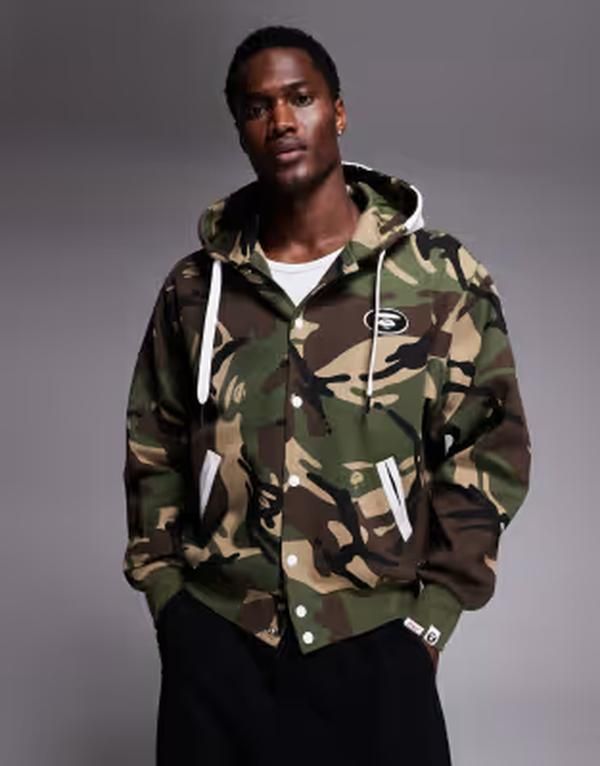 ベイシング エイプ メンズ アウター パーカー・スウェット プリント Aape by A Bathing Ape button up hoodie in all over camo print Multi マルチカラー