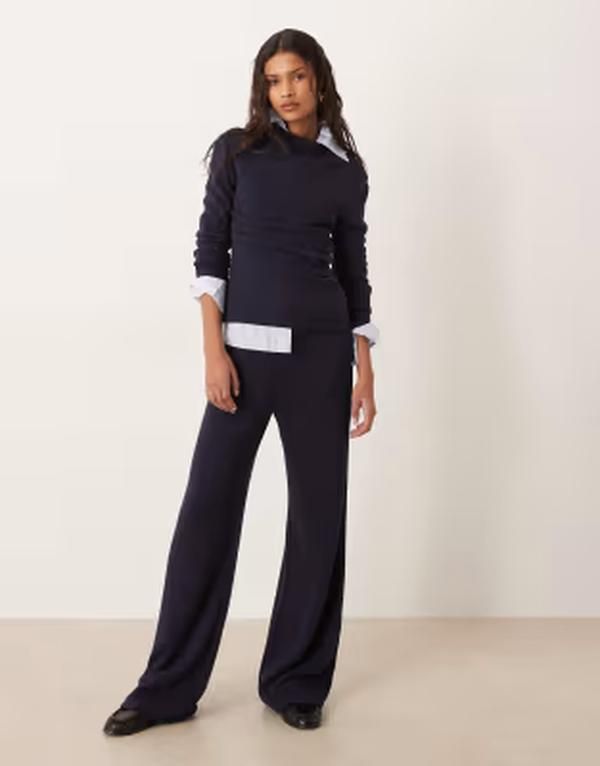 マンゴ レディース ボトムス カジュアルパンツ ニット Mango Canela knit pants part of a set NAVY ネイビー