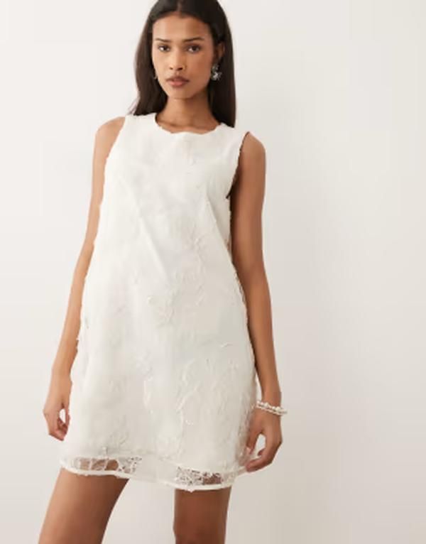 ヴィラ レディース トップス ワンピース フラワー柄 ミニ フラワー VILA floral jacquard mini shift dress Cloudancer ホワイト