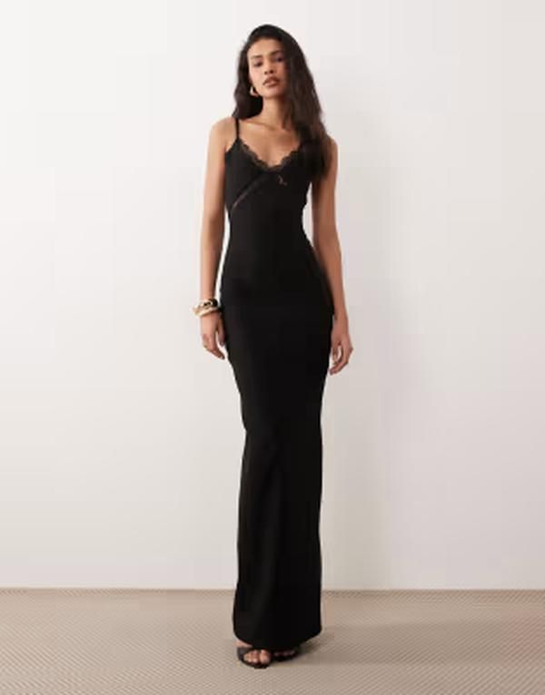 ベスパー レディース トップス ワンピース レーストリム レース マキシ Vesper bengaline lace trim cami maxi dress Black ブラック