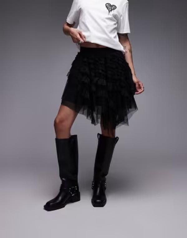 オールセインツ レディース ボトムスカート チュール ミニ AllSaints Jayde tulle mini skirt Black ブラック