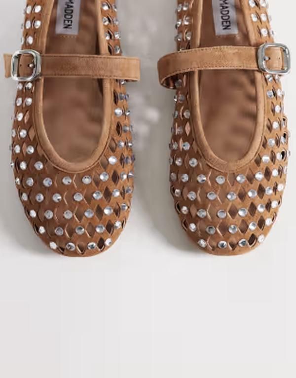 スティーブ マデン レディース シューズ パンプスエード Steve Madden Rerun woven ballet flats in chestnut suede CHESTNUT SUEDE