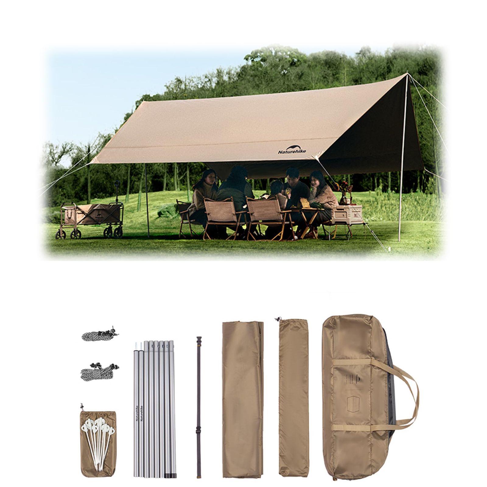 Naturehike 避暑タープ 防水18000＋ UPF2000+ 内外温度差15℃ 日除け UVカット 遮熱 遮光 焚火可 防風 多用途 11/17? 軽量 コンパクト 4*2.92m/5*3.8m 大型 引き裂き防止 サンシェルター ソ 3fd38011