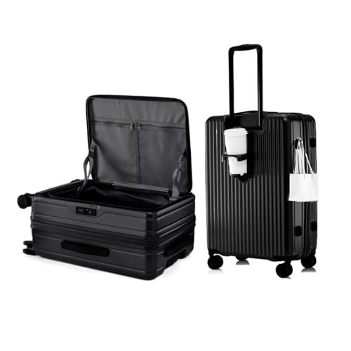 [Yuweijie] スーツケース キャリーケース 片開き ハード 拡張機能付き フロントオープン 大容量 機内持ち込み 超軽量 ファスナータイプ カップホルダー付き TSAロック キャリーバッグ 横開き ビジネス 出張 1-3泊 39l~4 5e407e8c