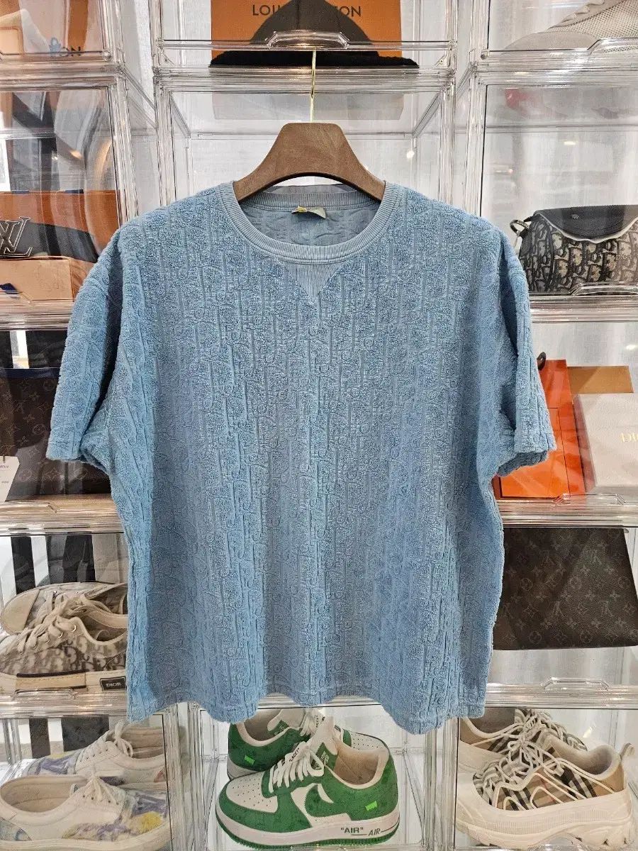 正規品/新モデル/XLサイズ Dior オブリーク フレンチテリー 半袖Tシャツ ブルー スカイブルー
