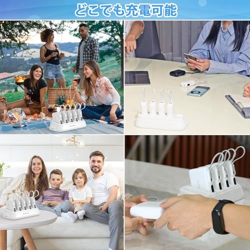 Yoobao充電用ドックと10000mAh5個セット充電ステーション置くだけで充電Type-Cケーブル内蔵出入力急速充電電源PD20W2台同時充電スマホ充電器コンパクトLED残量表示機内持ち込み可能旅行/出張/アウトドア/停電対策/防災緊急用iPhone/ma