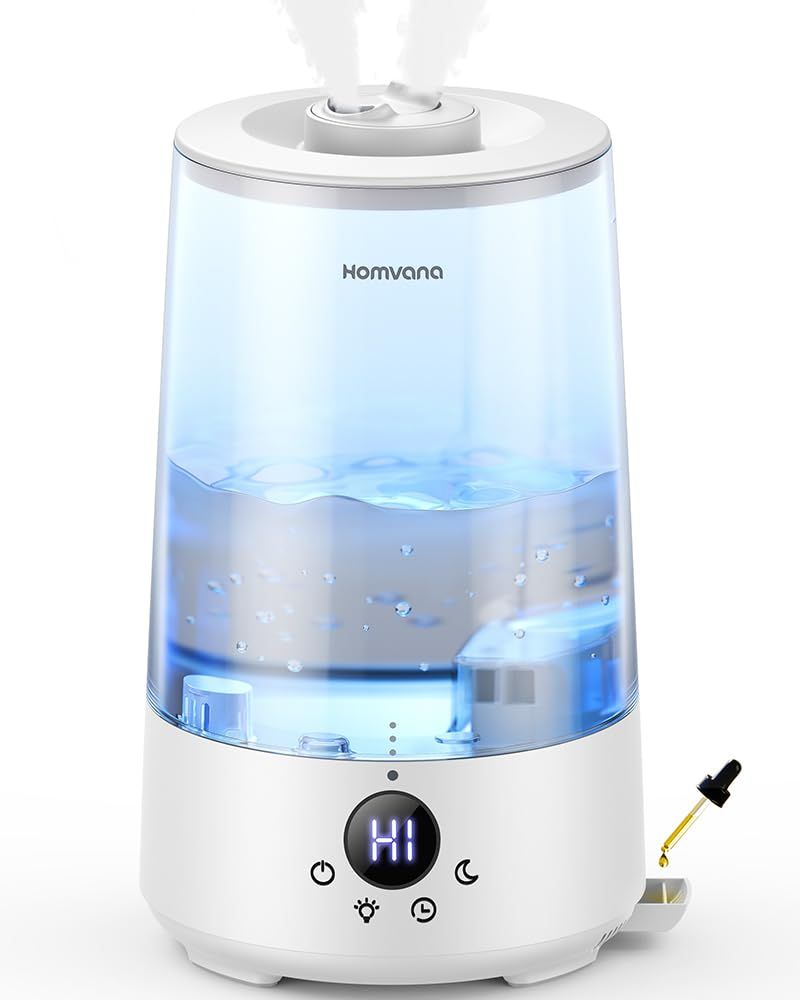 Homvana (ホムバナ) 加湿器 アロマ -【2025新登場3-in-1・16dB設計】3.6L 上から給水 ダブル吹出口, 大容量 節電 25時間連続稼働 18畳まで対応 空焚き防止 寝室 卓上 おしゃれ 7色LEDライト アロマディフューザー 超音ma