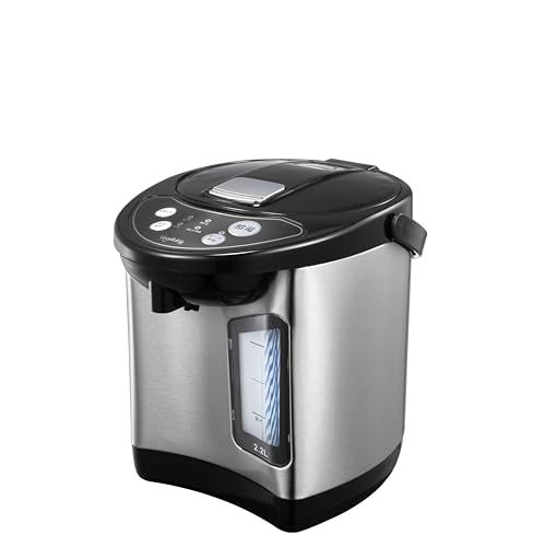 [Vegetable] 電気ポット 容量 2.2L 省エネ 3段階温度設定 シンプル操作の2WAY給湯 安心・安全構造 360度回転底 空焚き防止 電動給湯ポット ブラック/シルバー GD-UP220Kma