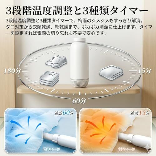 【2026最新 梅雨対策】布団乾燥機 ダニ退治 1台4役 ふとん乾燥機 衣類乾燥 靴乾燥機 消臭 除湿機 小型 コンパクト 420W パワフル 温風 3段階温度調節 タイマー設定 湿気/花粉/黄砂対策 軽量 省エネ 操作簡単 持ち運び便利 一人暮らし/旅行ma 【2026最新 梅雨対策】布団乾燥機 ダニ退治 1台4役 ふとん乾燥機 衣類乾燥 靴乾燥機 消臭 除湿機 小型 コンパクト 420W パワフル 温風 3段階温度調節 タイマー設定 湿気/花粉/黄砂対策 軽量 省エネ 操作簡単 持ち運び便利 一人暮らし/旅行ma