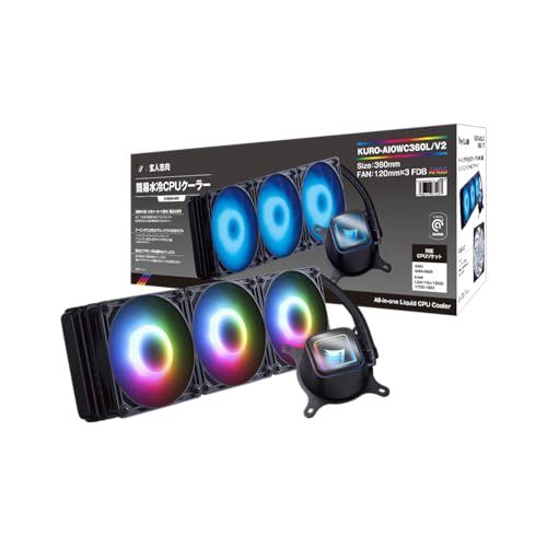 玄人志向 水冷 CPUクーラー LED モデル 360mm (120mm PWMファン×3) ASETEK 製ラジエーター搭載 KURO-AIOWC360L/V2@ 5e7502c0