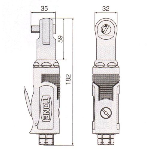 トネ(TONE) エアーラチェットレンチ AR3100 差込角9.5mm(3/8 トネ(TONE) エアーラチェットレンチ AR3100 差込角9.5mm(3/8