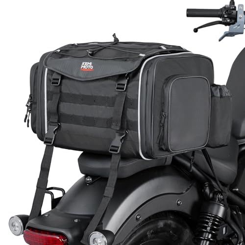 KEMIMOTO シートバッグ 拡張機能あり 25-30L ツーリングバッグ レインカバー付き バイク リアバッグ 変形しにくい バイク用品 汎用性 KM-717 Ninja400/カブ/ZX-25R/CBR400R/V-STROM250/G dfacaaaf