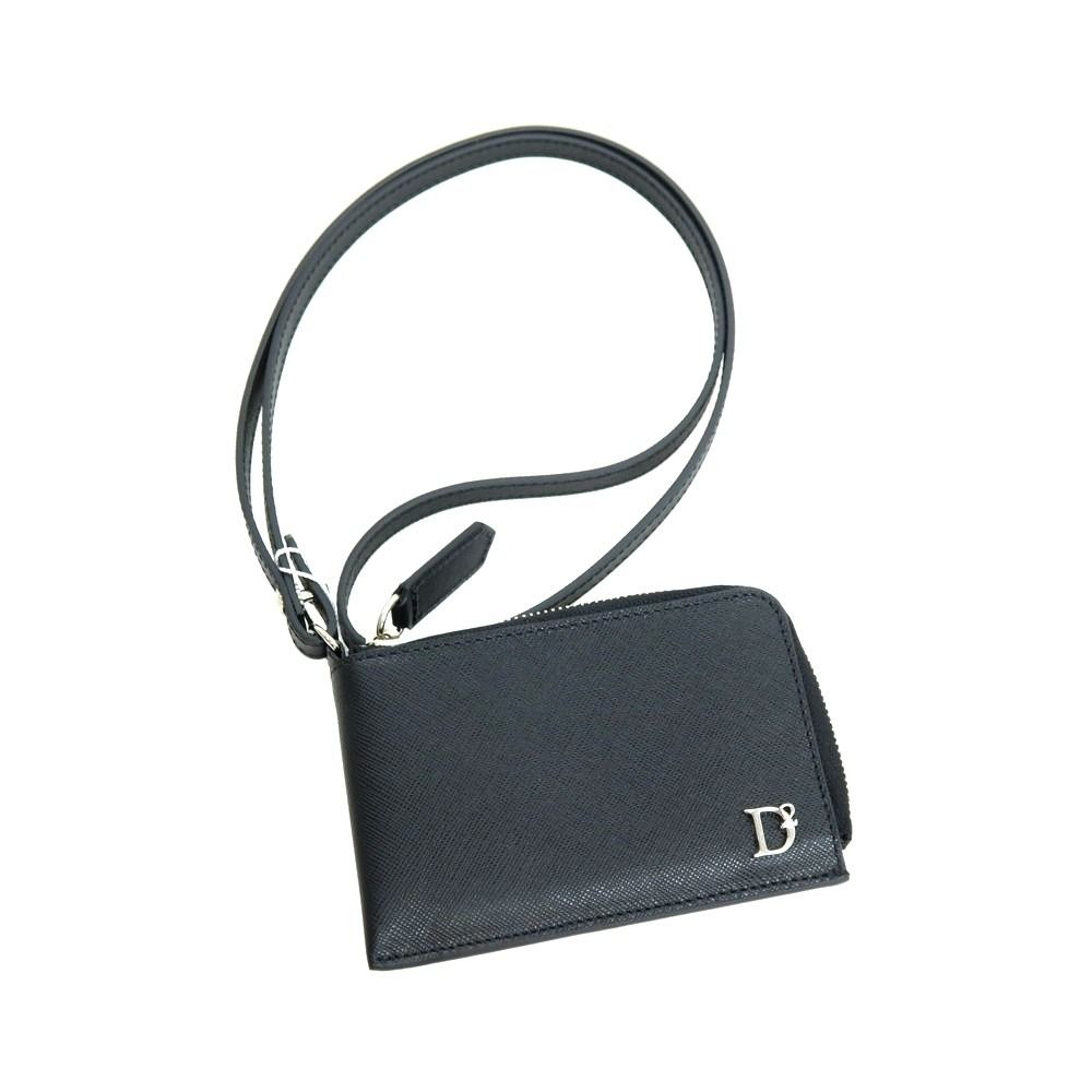 【新品】ディースクエアード DSQUARED2 サフィアーノレザー Neck Wallets ネックストラップ付き財布 ブラック【メンズ】