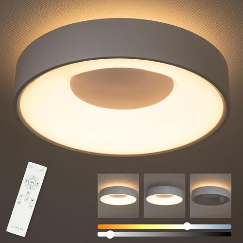【ｈｉｄｅｍａｓａ】シーリングライト LED 間接照明 6畳 リモコン付き 12段階 調光 調色 常夜灯モード 省エネ 消灯タイマー 天井 おしゃれ 簡単取付 電気 リビング 和室 洋室 キッチン 寝室 洗面所 インテリア照明 (単品, Φ30xH8.5cma