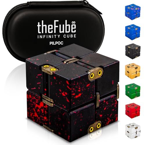 PILPOC theFube インフィニティキューブ フィジェット トイ デスクトイ サイコロ キューブ ストレス解消 グッズ 暇つぶし 大人 子供 手遊び イライラ解消 静音 集中力 リラックス 気分転換 おもちゃ 金属 デスクトイ 専用保護ケース付送料無料