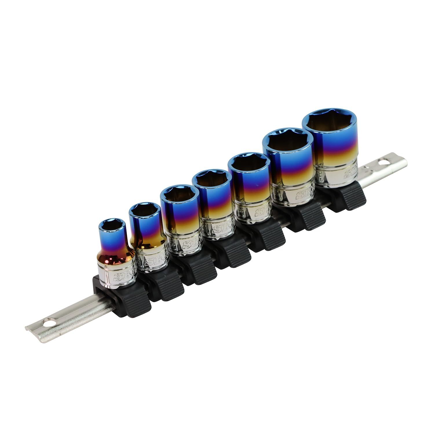 SK11(エスケー11) ソケットセット ヒートグラデーション 8/10/12/13/14/17/19mm 差込角9.5mm(3/8インチ) 面接触で角を傷めにくい SHS307M-Pkk 74961334