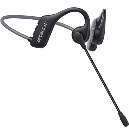 ヘッドセットBluetooth、Kemeskin 骨伝導イヤホン マイク付き、ENC DSP高精度ノイズキャンセリング イヤホンマイク、Bluetooth 6.0 15時間通話 IP55防水 急速充電 こつでんどう イヤホン bluetoot 3a01ac6b