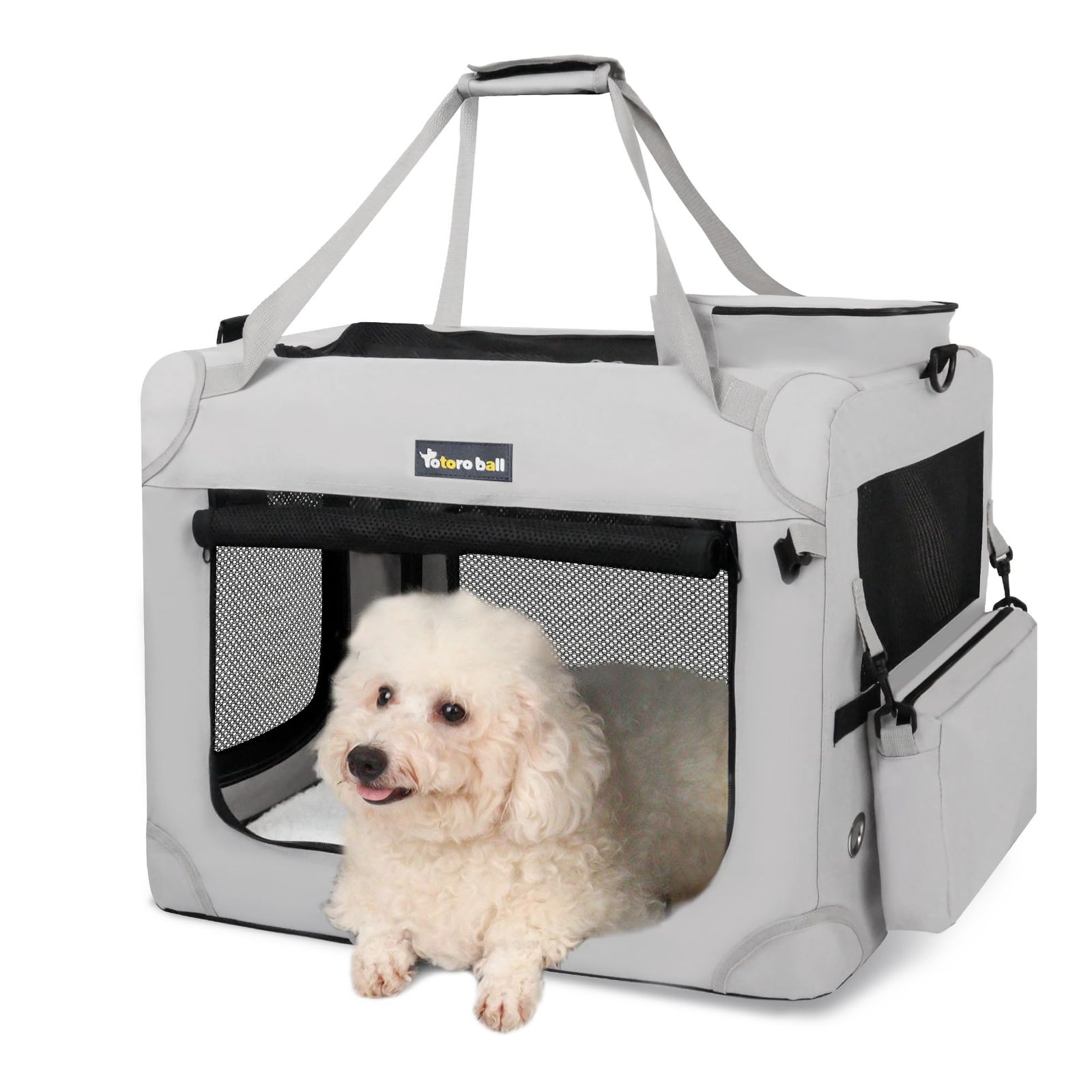 Totoro ball 犬用キャリーバッグ ソフトクレート 犬 キャリーケース 中型犬 犬用クレート 折りたたみ 犬 車用ケージ 5面メッシュ ロック付き 給水ボトルバンド付き 中小型犬・猫2匹 10kgまで『車載、旅行、避難、アウトドア、帰 2655fbe9
