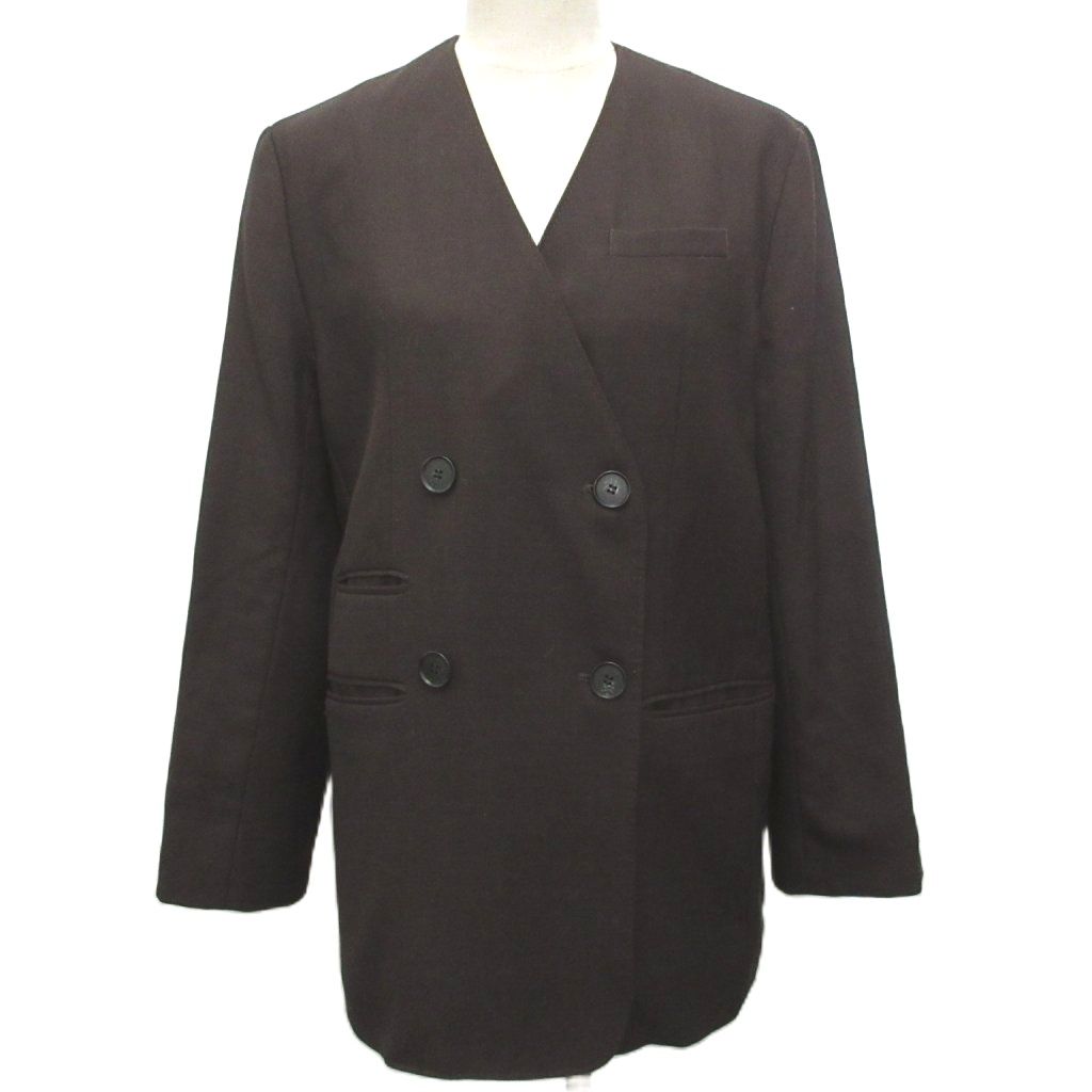 エトレトウキョウ ETRE TOKYO ノーカラーダブルブレストジャケット ブレザー 2B ウール S こげ茶 1224501021-0