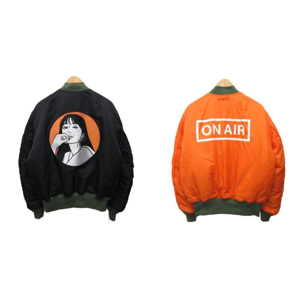 アルファ ALPHA × ON AIR Kyne 21AW ボンバージャケット MA-1 フライトジャケット リバーシブル ロゴプリント 刺繍 L 黒 ブラック オレンジ TA0443-9001