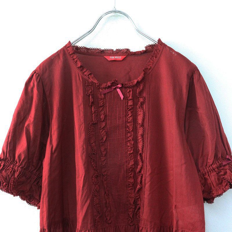 極美品 2021SS ピンクハウス PINK HOUSE 綿ローンティアードワンピース