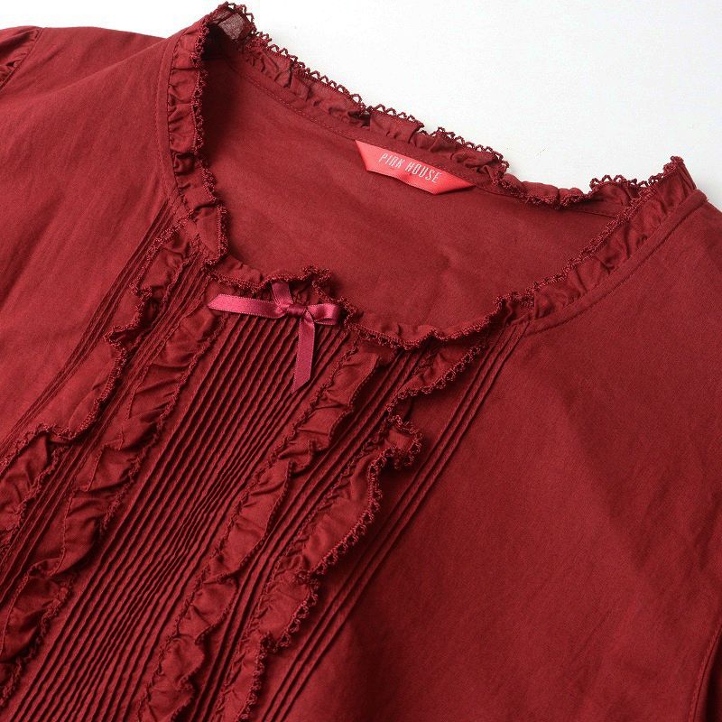 極美品 2021SS ピンクハウス PINK HOUSE 綿ローンティアードワンピース