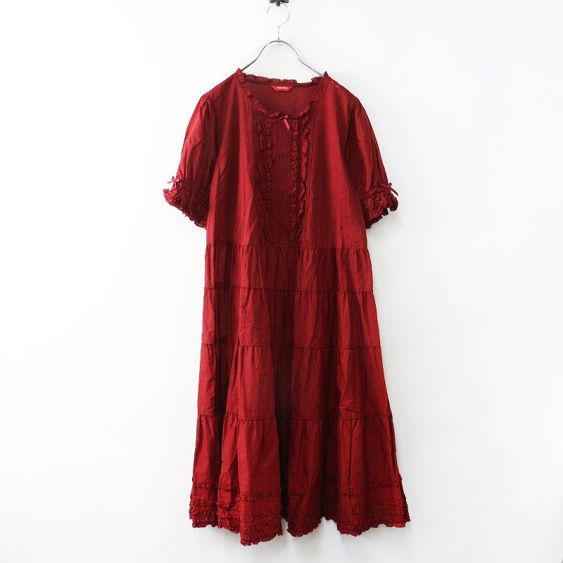 極美品 2021SS ピンクハウス PINK HOUSE 綿ローンティアードワンピース