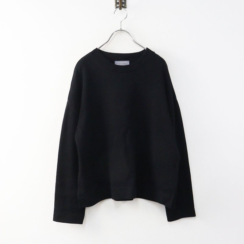 2024AW マーガレットハエル MARGARET HOWELL COTTON WOOL JERSEY ニットプルオーバー 2｜ブラック セーター【2400014943900】