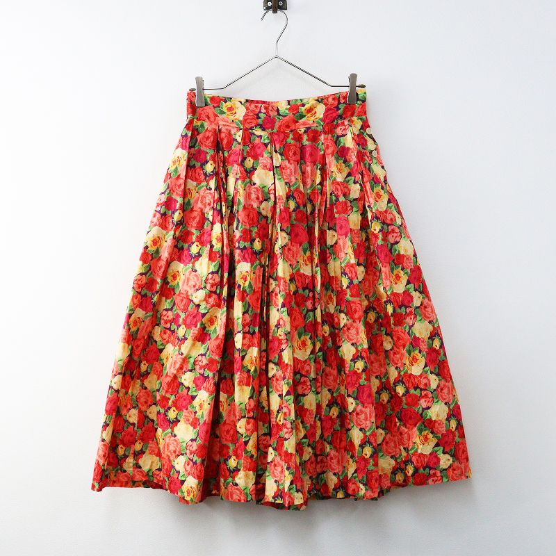 未使用 ヤエカ YAECA Big Tuck Culotte リバティプリント ビッグタックキュロットパンツ M■レッドローズ 花柄【2400014957174】