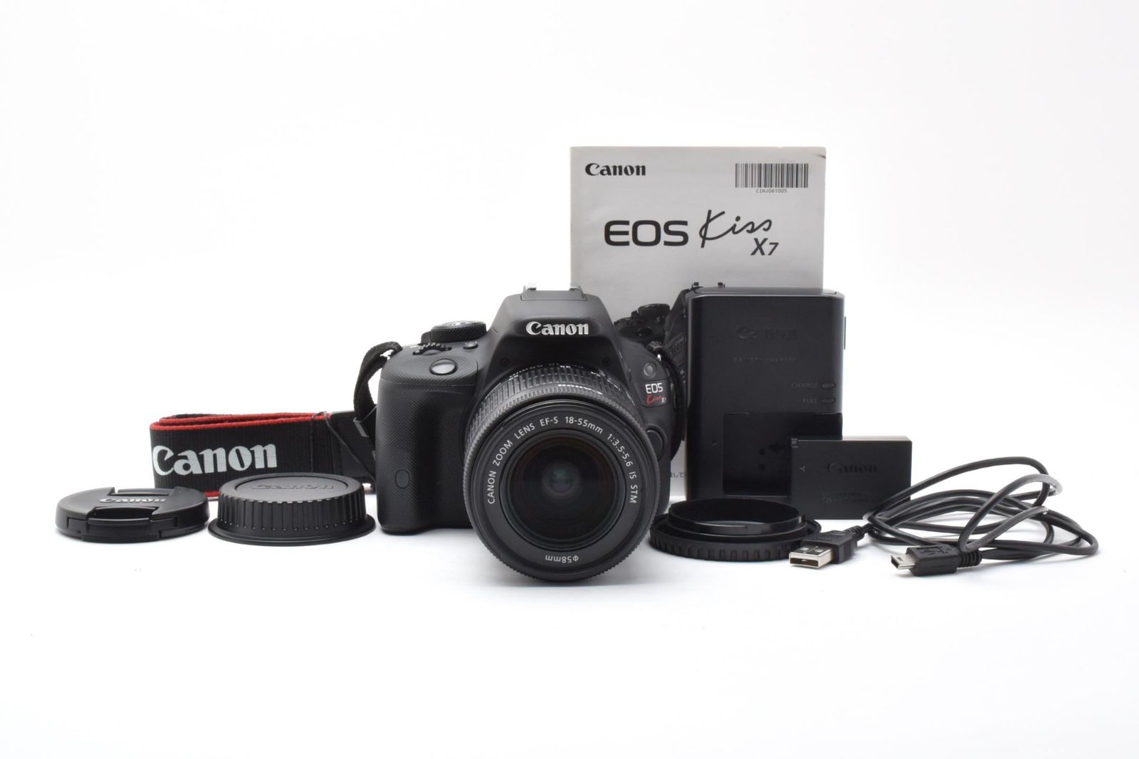 実用品 Canon キャノン EOS KISS X7 / EF-S 18-55mm 3.5-5.6 IS STM レンズキット デジタル一眼カメラ シャッター数13927枚 #4129-5