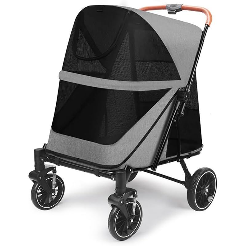 ペットカート折りたたみ式 キャスター付き 360度回転 60x83x108CM 犬用ベビーカー組み立て簡単 折りたたみ式 取り外し可能 犬用カート 小型/中型/大型犬 猫にも適し 軽量ファッション 通気 収納簡単 多機能 収納 大容量 高耐荷 60ebf565