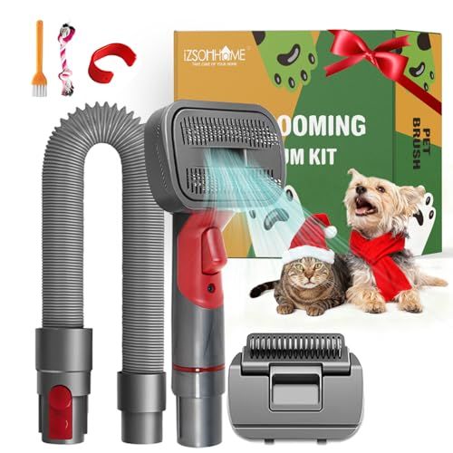 ダイソン V7 V8 V10 V11 V15対応、犬猫の抜け毛対策とグルーミング用ブラシ、ヘッド2個付き、皮膚マッサージ効果、ロングヘア/ショートヘアのペット用お手入れ簡単コーム、ペットブラシキット、ギフトボックス入りpms ade7eedd