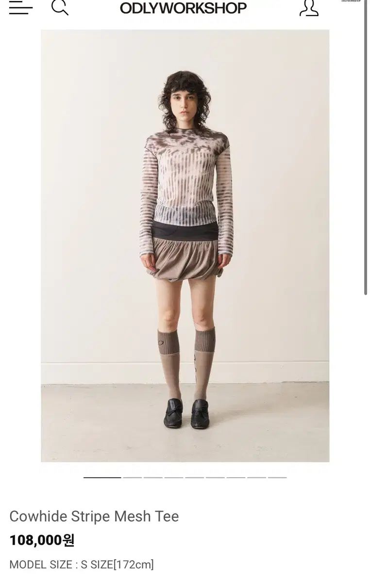 オドリーワークショップ Cowhide Stripe Mesh Tee