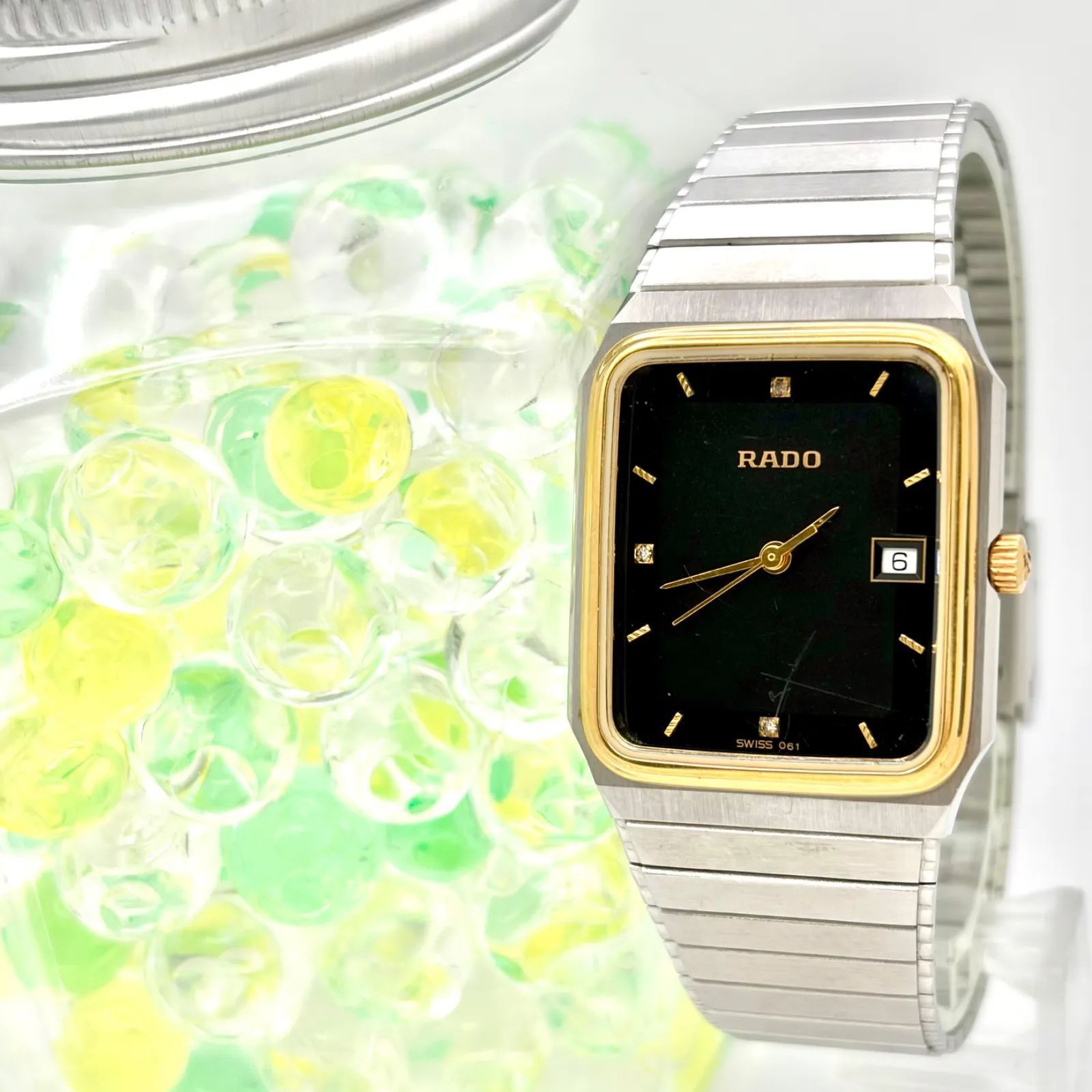 【新品電池】RADO ラドー 3Pダイヤ メンズ 腕時計 デイト 129.3507.4 純正ベルト