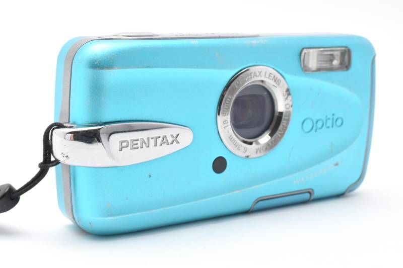 【週末限定値下げ】【美品】PENTAX Optio W30 ブルー 防水カメラ 実用品】箱あり Pentax ペンタックス Optio W30 青 ブルー コンパクト