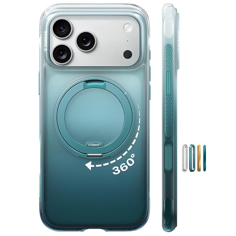【新品】 TORRAS iPhone 17 Pro 用 ケース Ostand O3 Air【エアバッグ保護・自然に溶け込むグラデーション】 MagSafe対応 360°回転スタンド 縦横両対応 ワイヤレス充電 日常の記録・撮影に最適 軽量 耐衝撃 指紋防止 マ