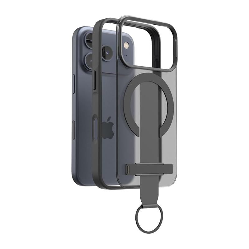 【新品】 araree iPhone 17 Pro Max 用 ケース 多機能 MagSafe対応 [ グリップ スタンド Dリング MIL規格耐衝撃 エアキャップ構造 高耐久素材 精密設計 ] DUPLE M GRIP ブラック AR27996i17PM 【